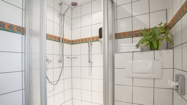 Doppelzimmer Gartenblick: Dusche Doppelzimmer Gartenblick: Dusche